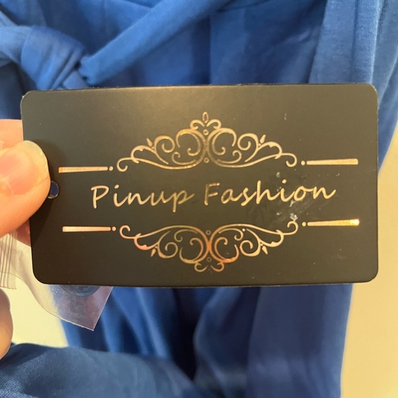 Blue Midi Wrap Sundress with Flutter Sleeves - Picture 2 of 4